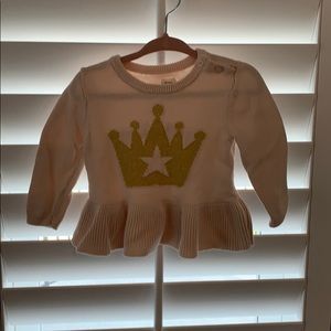 Baby Gap Pink and Gold Crown Sweater